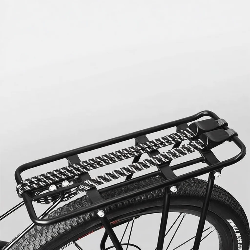 Elastic Bungee Cord Luggage Strap Bicycle Rear Rack Tie Down Belt Adjustable Rope For Ebike Cargo Binding Black view 5