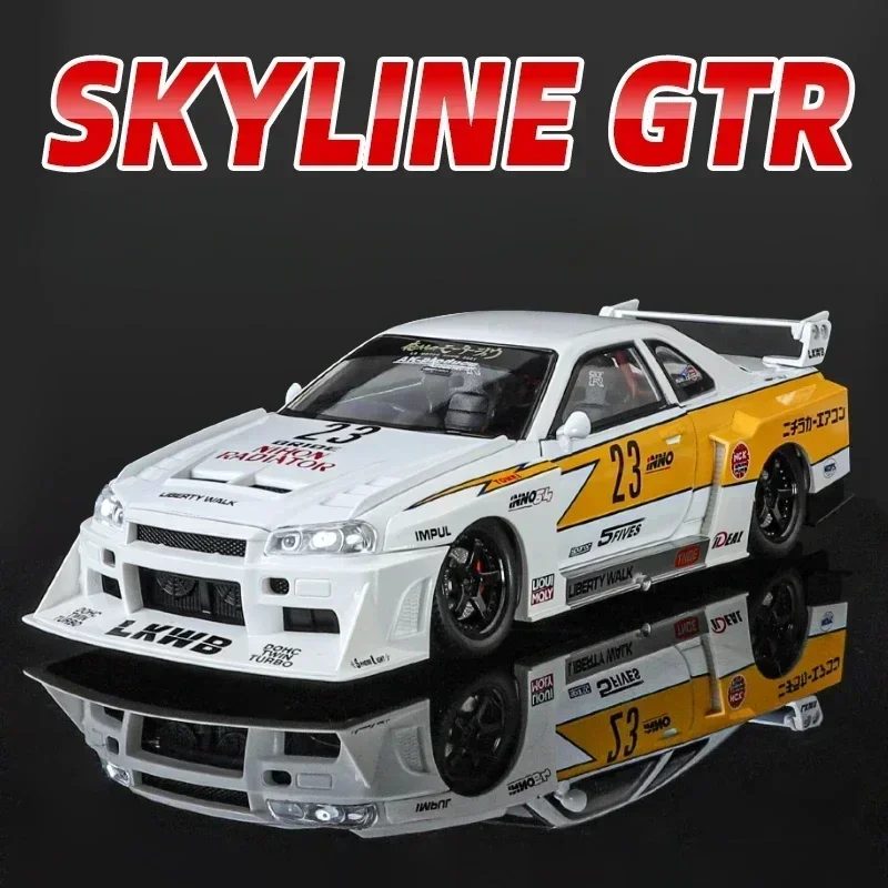 1:24 Nissan Skyline GTR-R34 S15 Modified Vehicle Alloy Model Diecast Metal Casting Sound and Light Car Toy For Children car C354