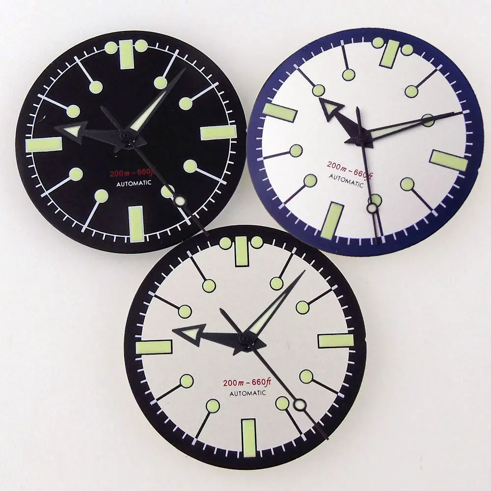 

31mm Beige/Black Sterile Dial Face Fit NH35 NH36 7s26 Auto Movement Date High Quality Watch Parts Accessories Green Luminous