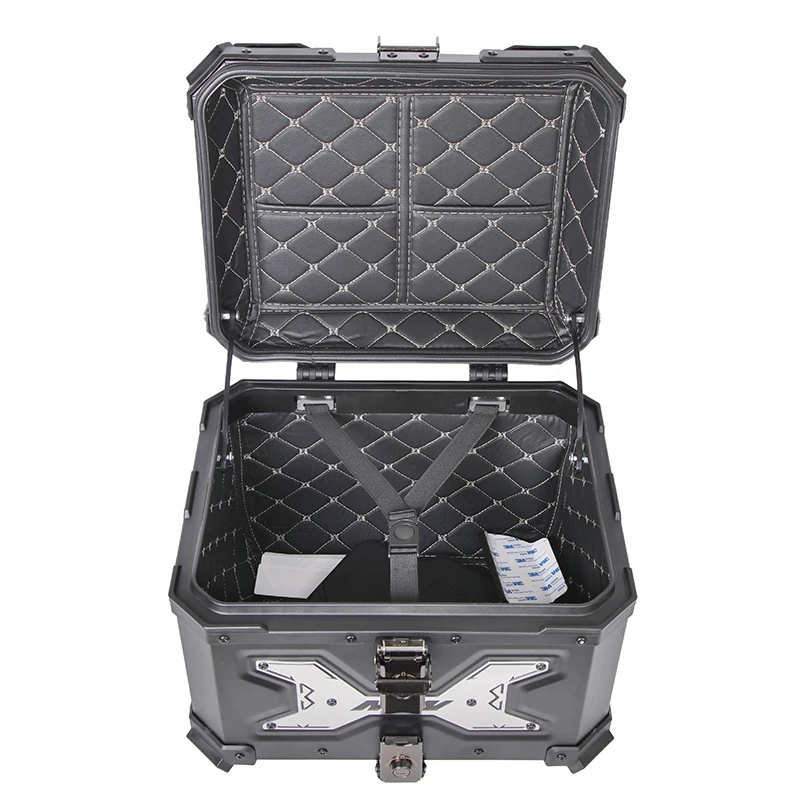 45L Motorcycle Rear Box Waterproof Luggage Storage Case with Bracket Base Plate Aluminium Alloy Motorbike Tail Box Helmet Case