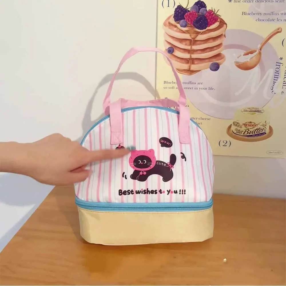 Сумка для обеда с мультяшным котом, большая вместительная изолированная сумка-тоут, сумка в корейском стиле, ручная сумка, модный дизайн, маленькая большая сумка