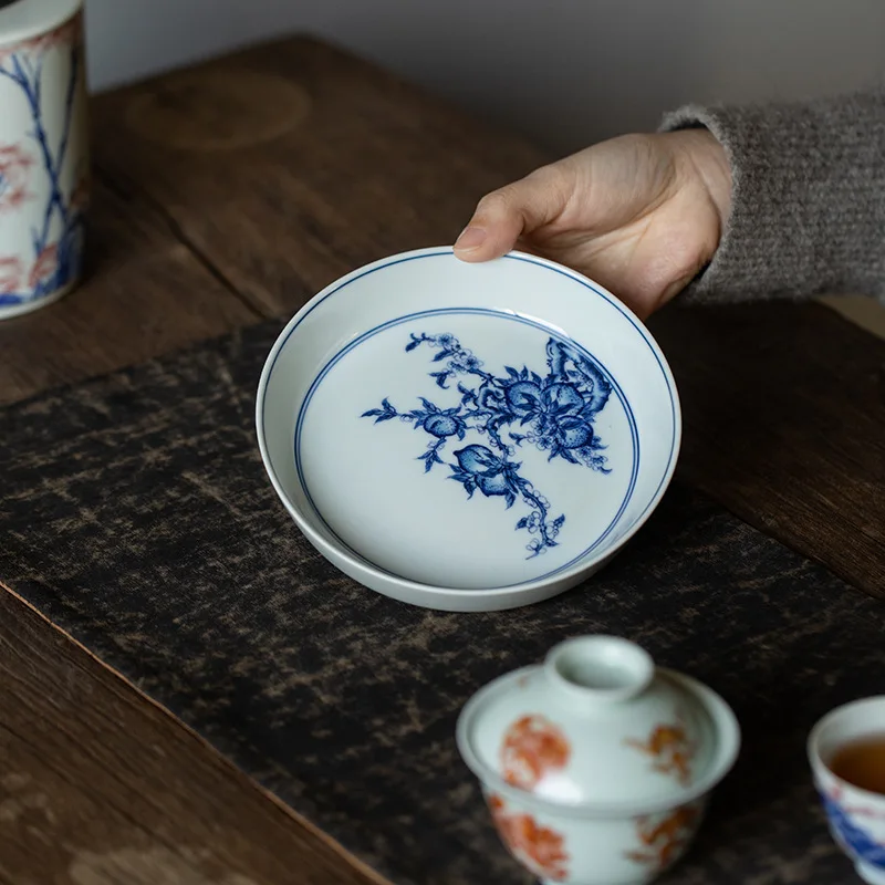 Antique Porcelain Pot Bearing Ceramic Water Tea Tray, Dry Tea Table, Snack Plate to Raise Household Pot Base