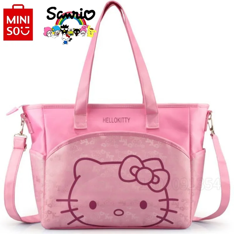 

MINISO Hello Kitty новая сумка для подгузников, роскошная брендовая модная сумка для детских подгузников, многофункциональная детская сумка с героями мультфильмов, большая вмести...