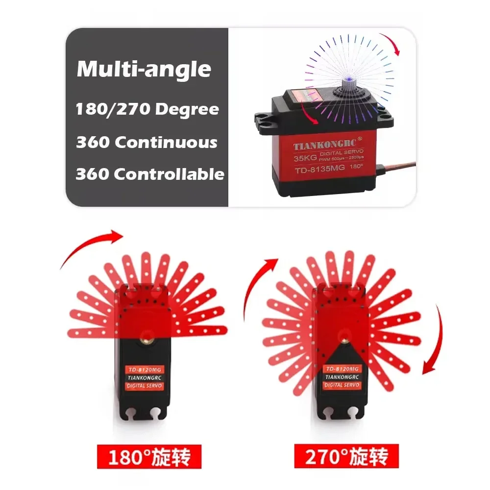 4PCS 35KG Coppia elevata Servo digitale ingranaggi metallici impermeabili 180/270/360 gradi per 1/8 1/10 RC modello di auto braccio robot