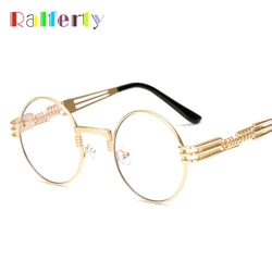 Ralferty Vintage Round Steampunk Sunglasses Women Men Steam Punk Gold Eyewear Hip Hop Shades Teashades Transparent Clear Glasses