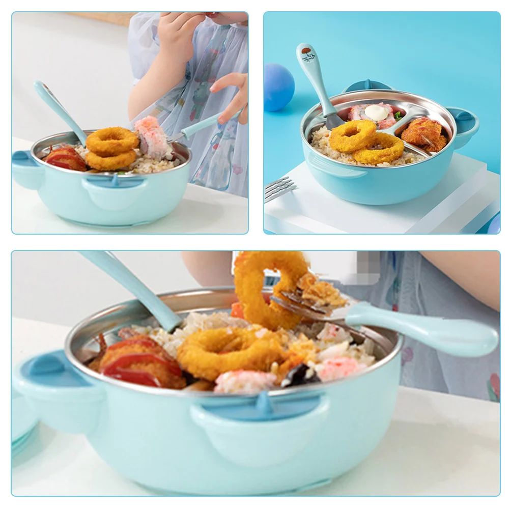 

1 комплект, миска для кормления ребенка с милым медведем, присоска из нержавеющей стали, сохраняющая тепло, миска для еды для младенцев, закусок для малышей, хранение фруктового салата