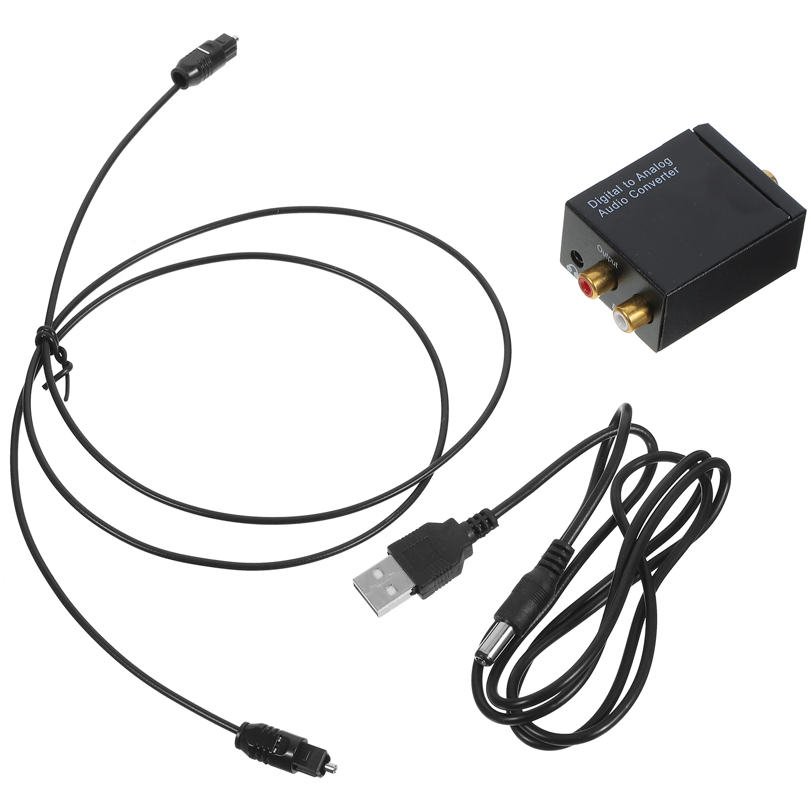 

Digital Signal to Analog Signal Audio Converter Audio Box with USB Power Supply Cable and Optical Fiber Cable Black