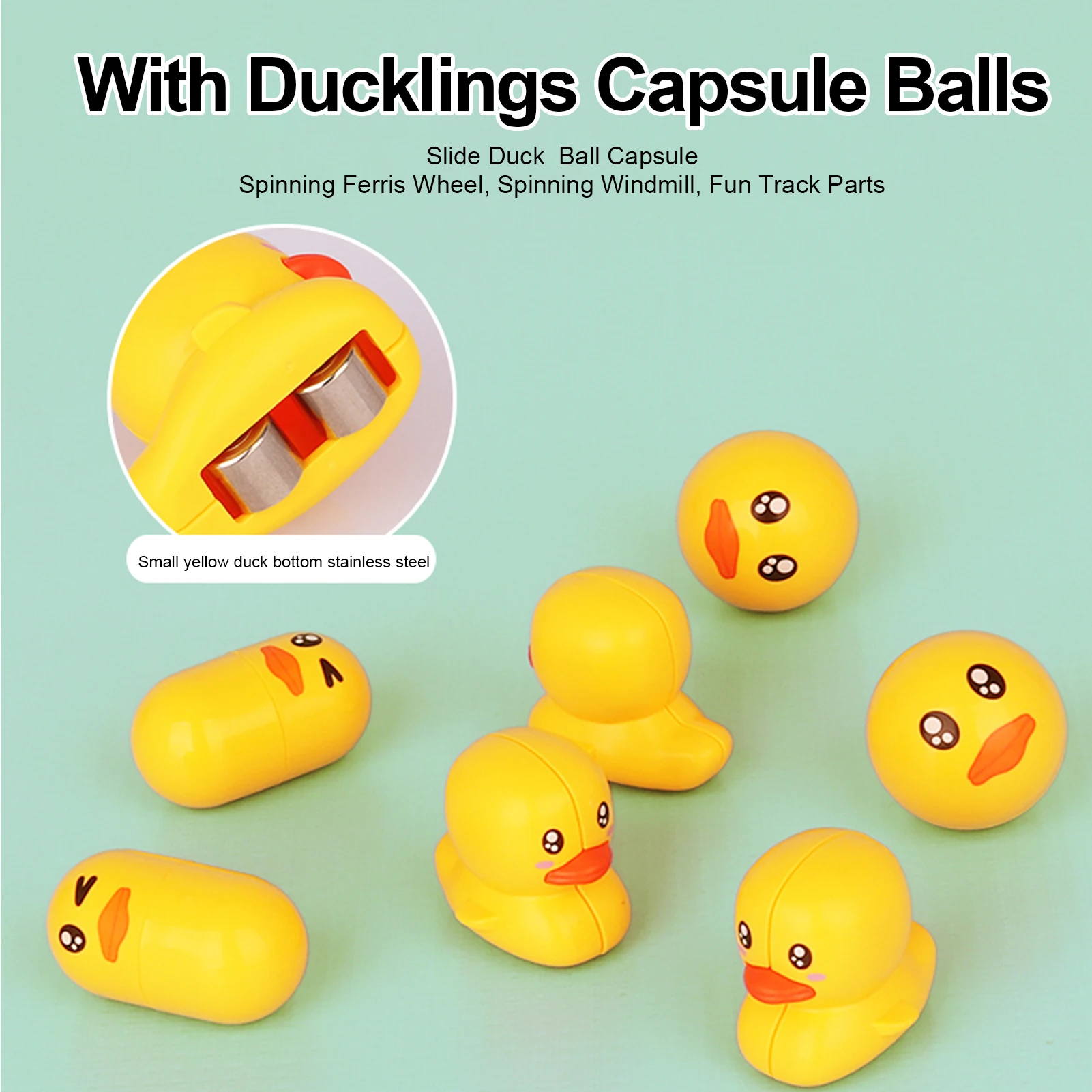 Cute Small Yellow Duck Slide Bath Toys DIY Assembling Track Interactive Playing Water For Kid\'s Summer Birthday Gifts