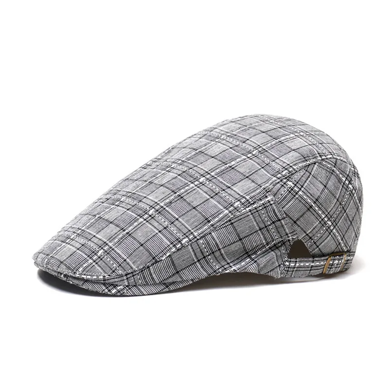 Hat Men\'s Spring/Summer Korean Trendy Duck Tongue Hat Forward Hat Checkered Baseball Hat Sunshade Beret Sun Hat