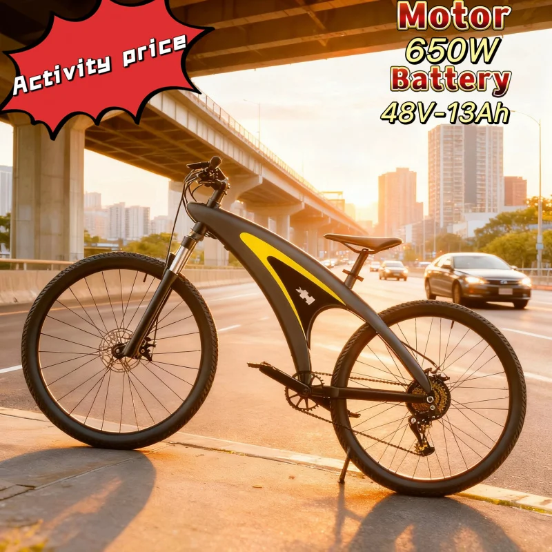 

Q5 aluminum alloy frame bicycle, young fashionable urban kilometer electric bicycle 650W brushless motor 48V 13AH battery