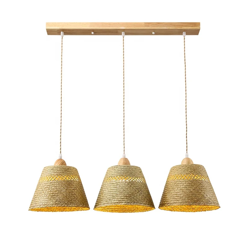 Japanese  hand-woven chandelier wabi-Sabi residential bedroom straw lamp rattan lamp shade