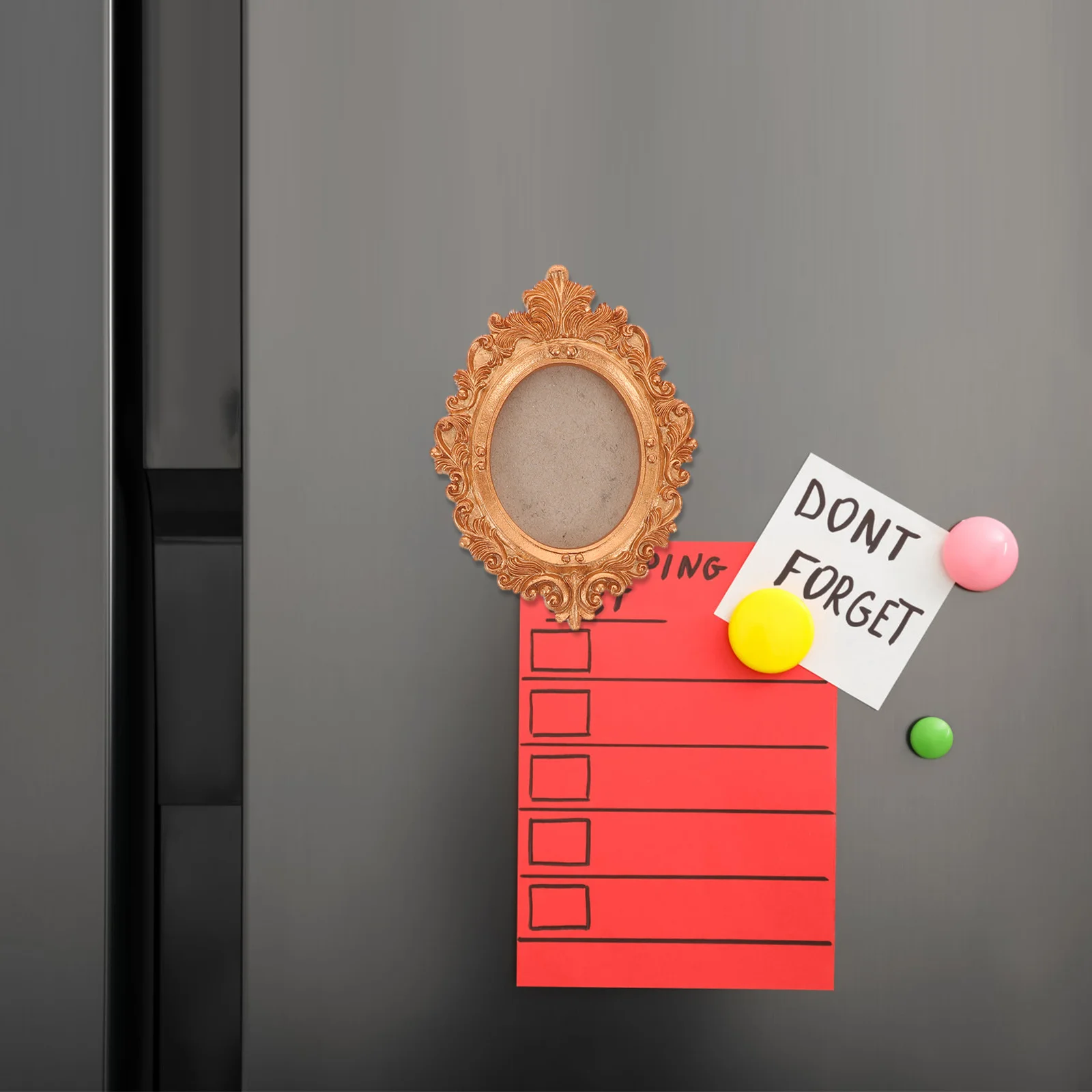 

5Pcs Vintage Gold Magnetic Photo Frames Rectangle Oval for DIY Seashell Travel Souvenirs Refrigerator Display Frames