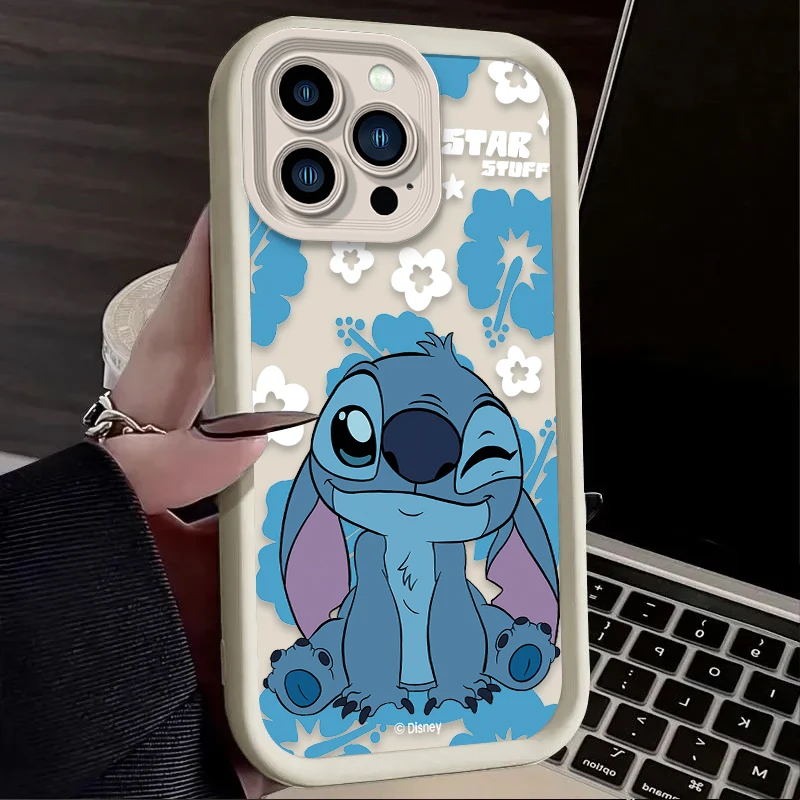 Чехол для телефона с мультяшной анимацией Stitch для iPhone 16, 16E, 15, 14, 13, 12, 11 Pro Max X XS X S Max XR SE 2020 SE4 7 8, противоударный чехол