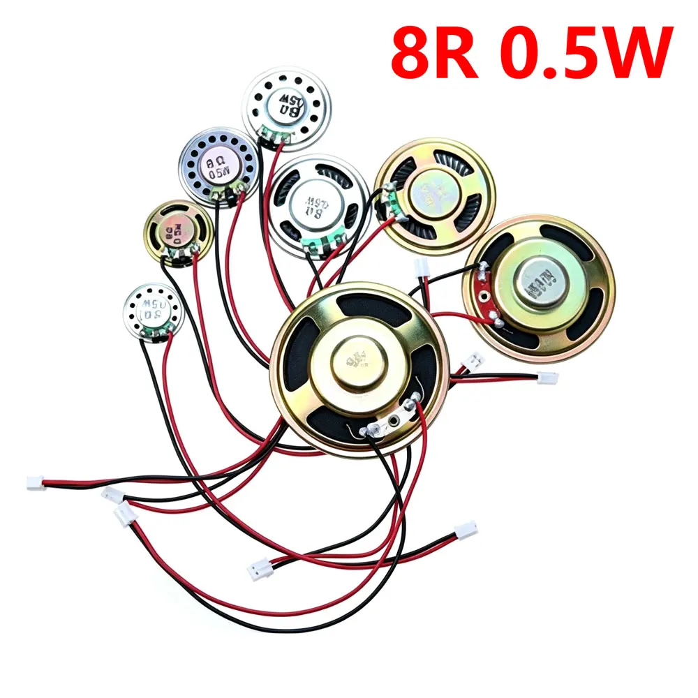 8 Ohm 8R 0.5W Mini Ultra-thin Horn Speaker Diameter 20mm 23/28/30/36/50 57mm Loudspeaker W/ P 1.25MM PH2.0 XH2.54 Termina Wire