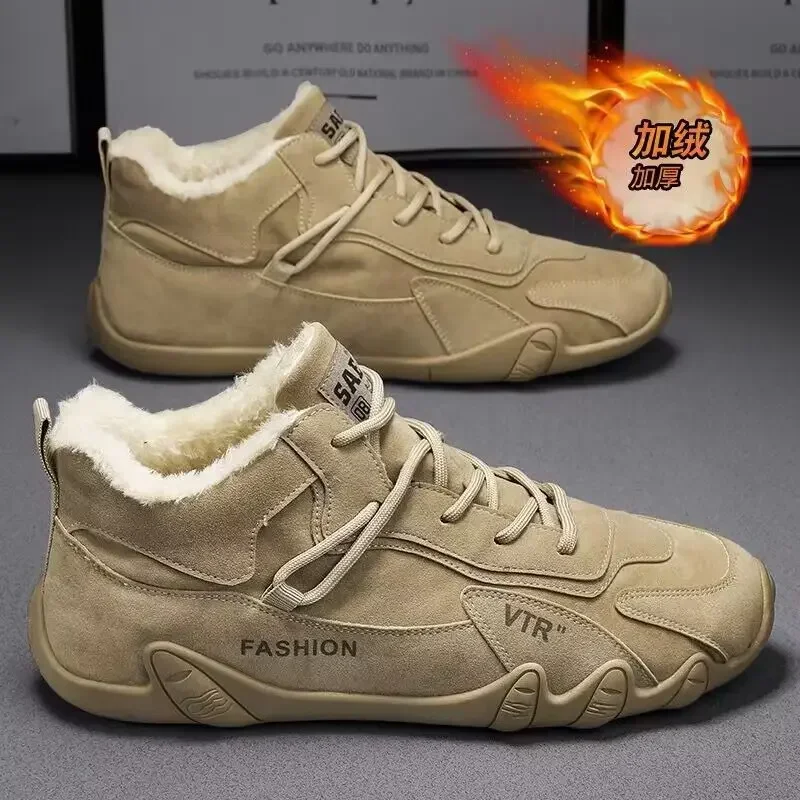 

2024 Winter Velvet Shoes Men's Trend Versatile Construction Site Work Non-slip Thickened Warm Cotton Shoes