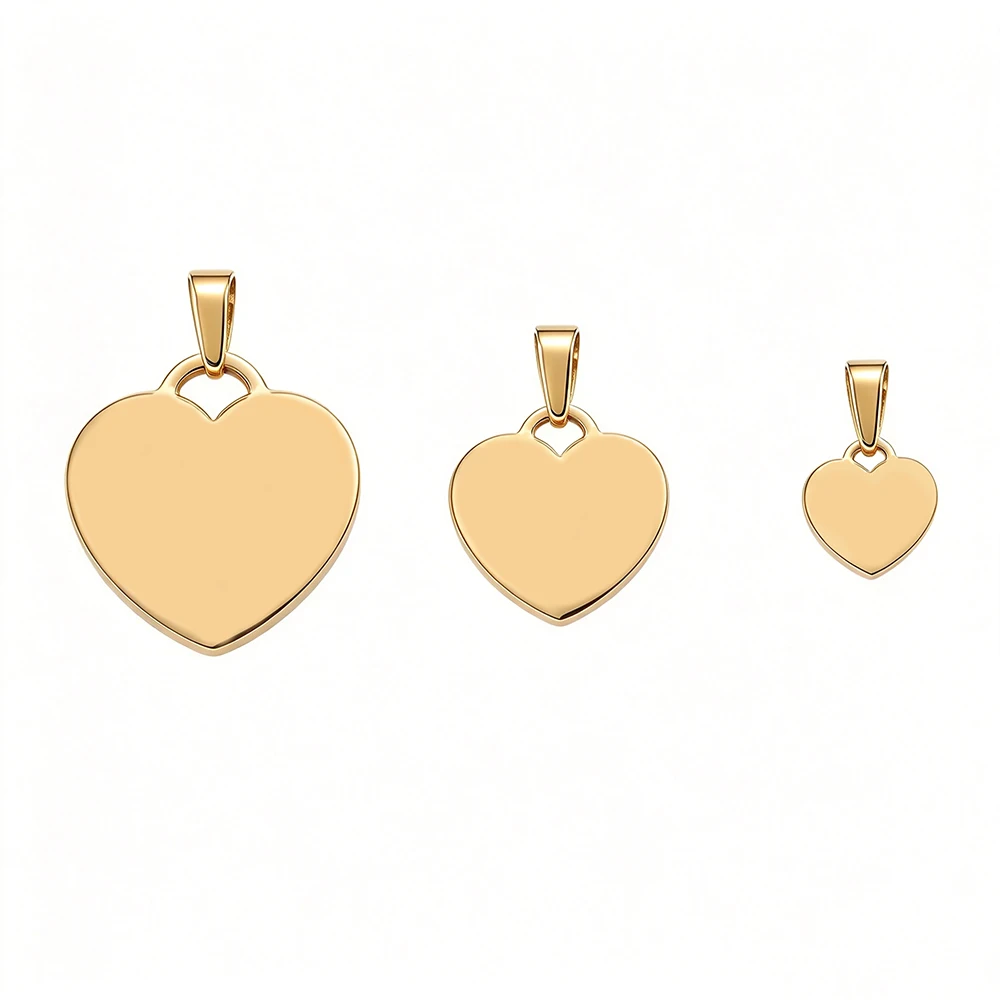 Fnixtar 20pcs Stainless Steel 10/15/20mm Heart Charms Pendants With Clasp For DIY Jewelry Necklace Birthday Love Gifts