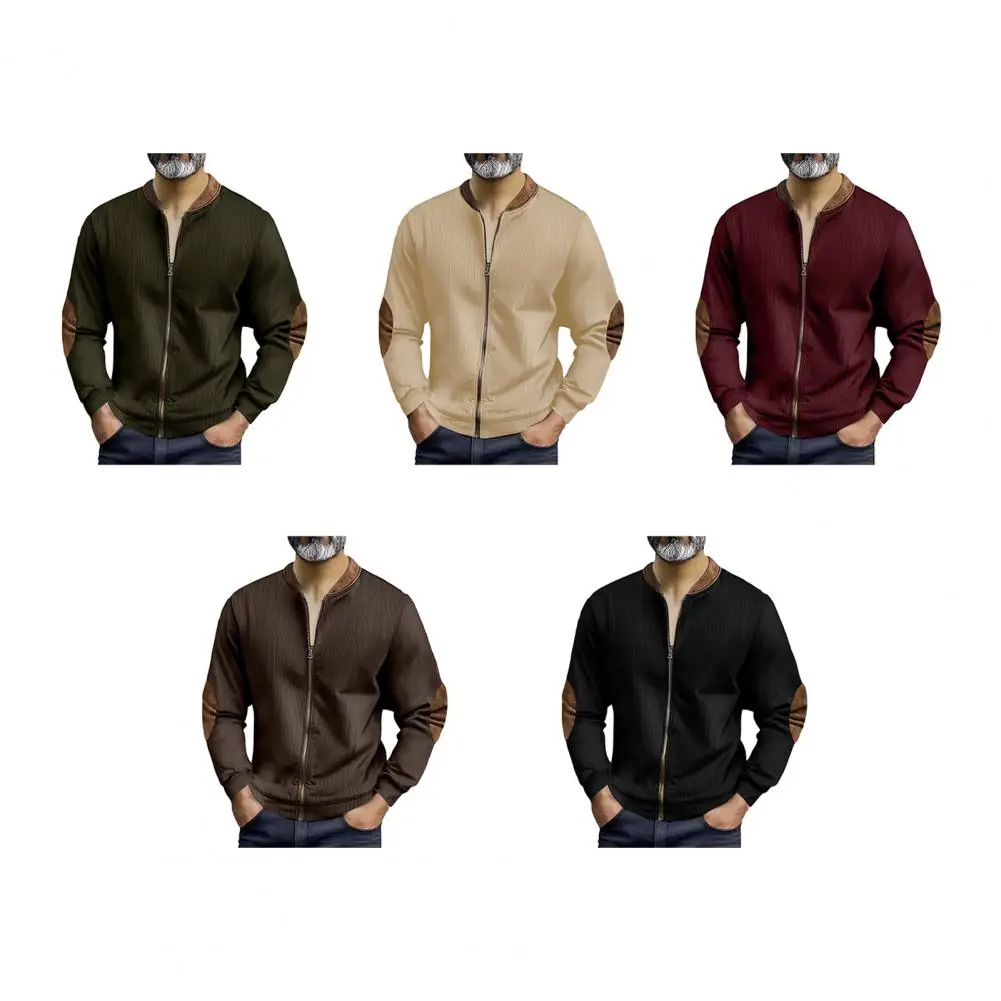 

Autumn Mens Long Sleeve Jacket Coats Color-Block Varsity Jacket Lightweight Streetwear New Solid Color Zipper Coat with Pockets