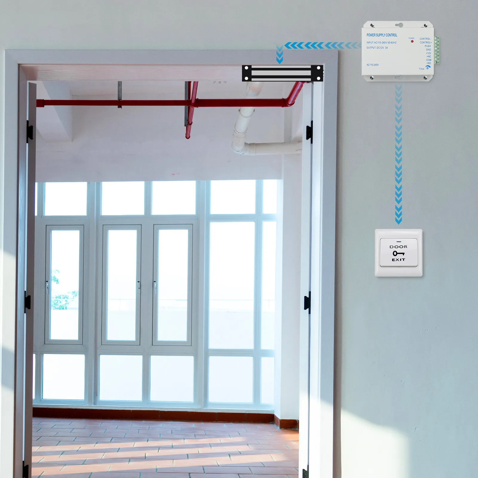 

Door Access Control Power Supply 12V 3A Ac 110-240V Worldwide Voltage Metal Enclosure Adjustable Lock -15S Nc No Output