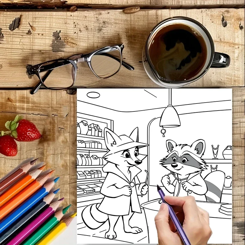 كتاب تلوين محقق الحيوانات للبالغين |   كتاب تلوين مكون من 28 صفحة، مستلزمات الرسم لعيد الميلاد وعيد الشكر