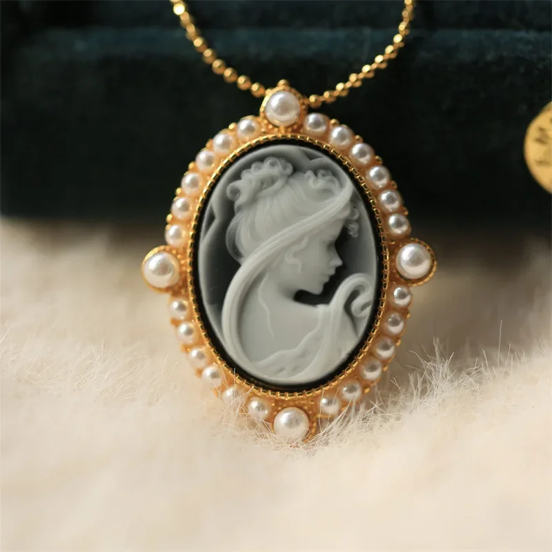 Factory Sales 925 Silver Inlay Carmeo-Meiren Pendant Agate Carmeo-Meiren Pendant