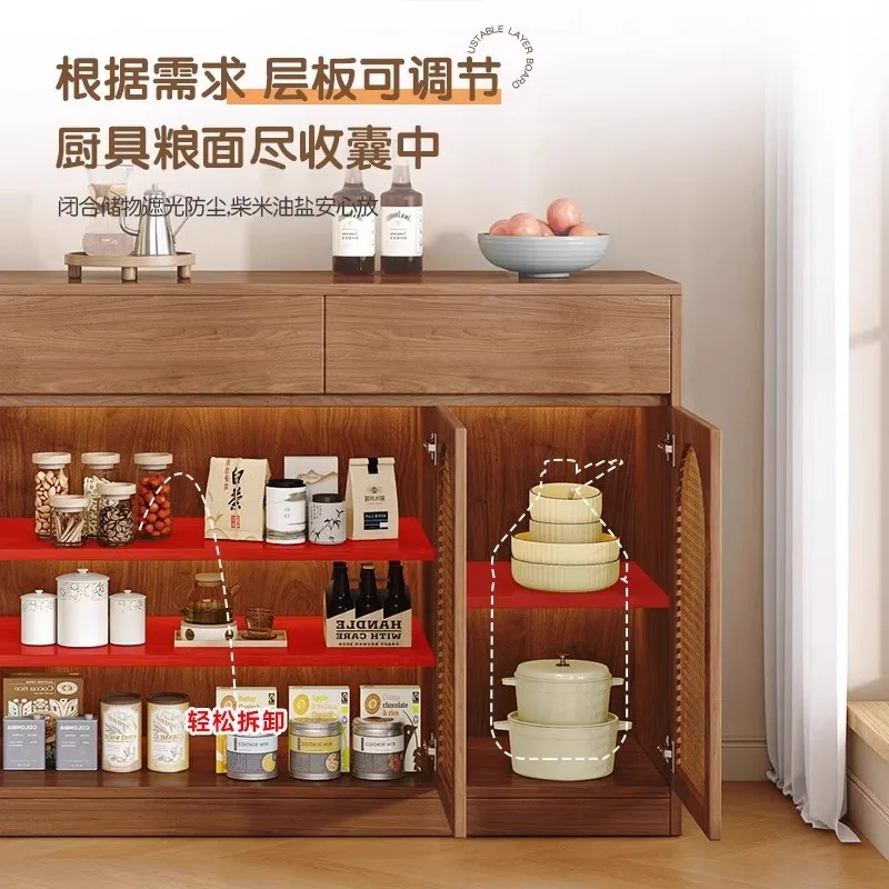 

Rattan door sideboard, vintage solid wood storage cabinet, modern simple storage cabinet for home living room storage entry