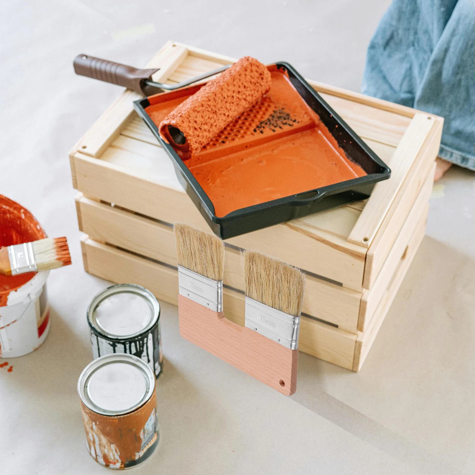 

Art Paint Natural Pig Bristle Dual Head Flat Design For Oil Painting Wall Canvas Furniture Bristle Art Brush Flat Paint