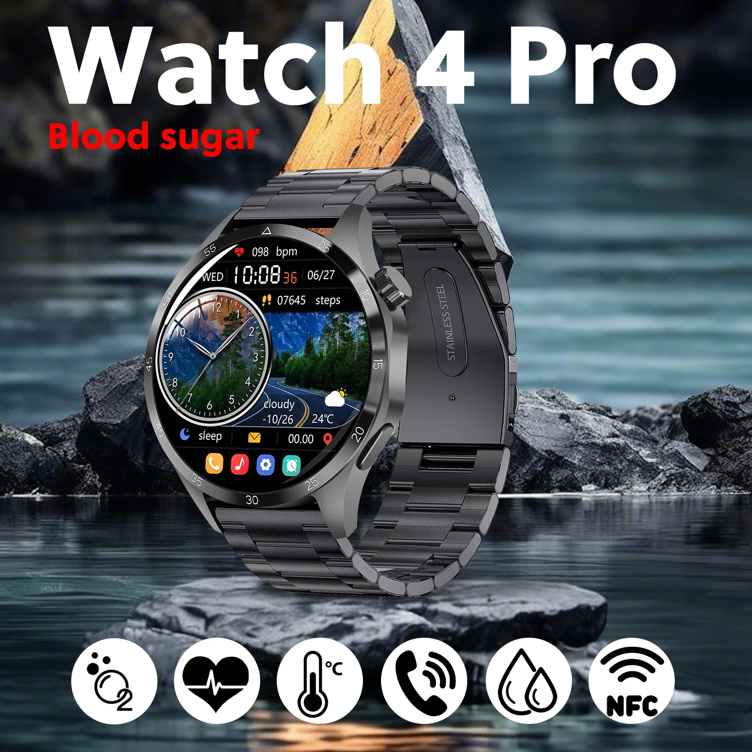 Smart Watch 4 For Huawei Men Woman AMOLED HD Screen Bluetooth Call GPS Waterproof NFC Heart rate Monitoring SmartWatch Outdoor