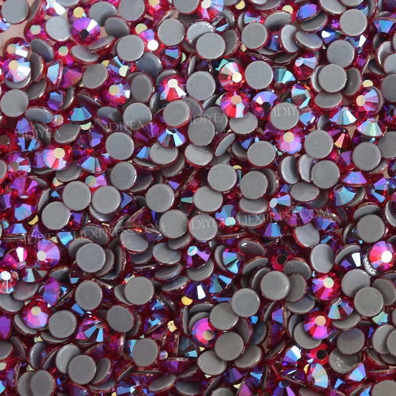 Stunning Lt.Siam AB hot fix crystals strass flat back rhinestones hotfix stones for needlework wedding dress glitters decoration