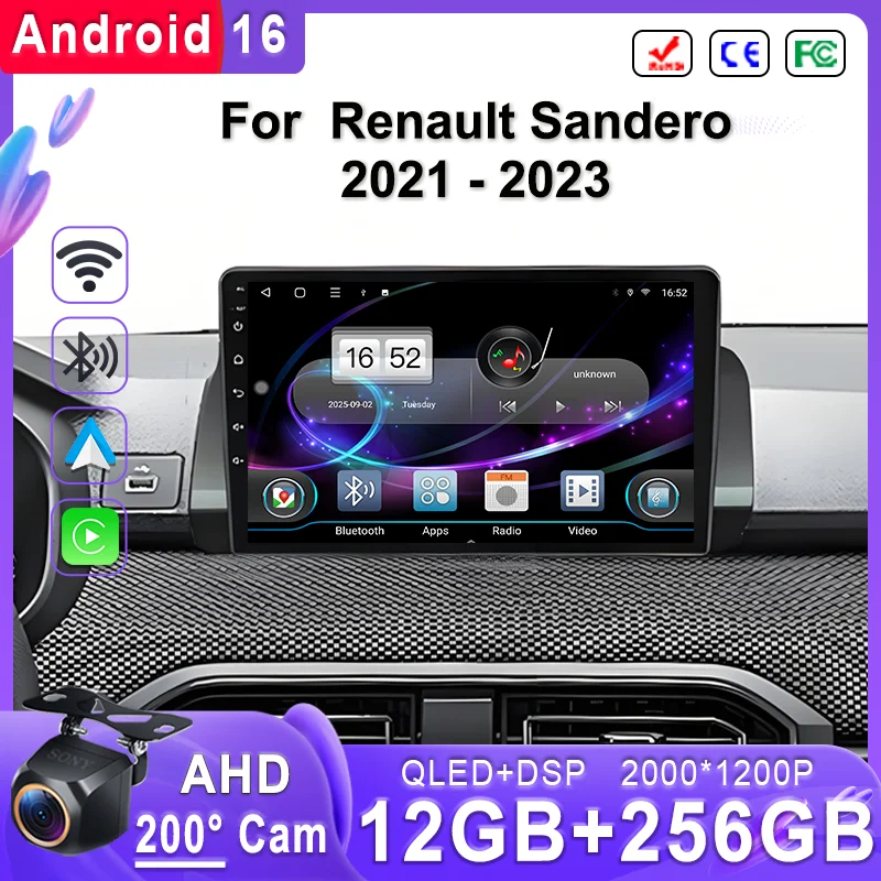 

Мультимедийная система Android 16 с экраном 2K Incell для Renault Sandero 2021-2023: GPS-навигация, высокопроизводительный процессор, Wi-Fi