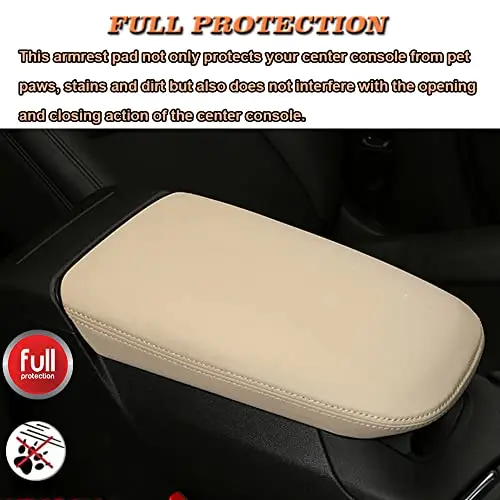 

Beige Stitched PU Leather Center Console Armrest Pad – Waterproof, Scratchproof, Full Protection For Vehicle Interior