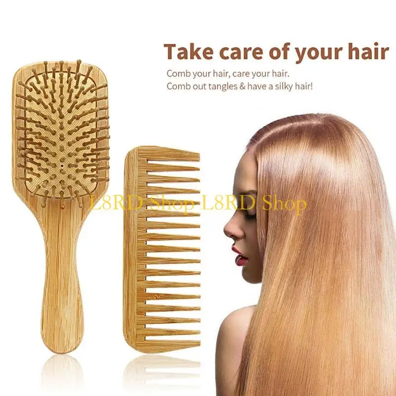 

L8RD 3 шт., бамбуковая щетка для волос, набор расчесок для женщин, мужчин, детей, влажная и сухая, длинные короткие волосы, для