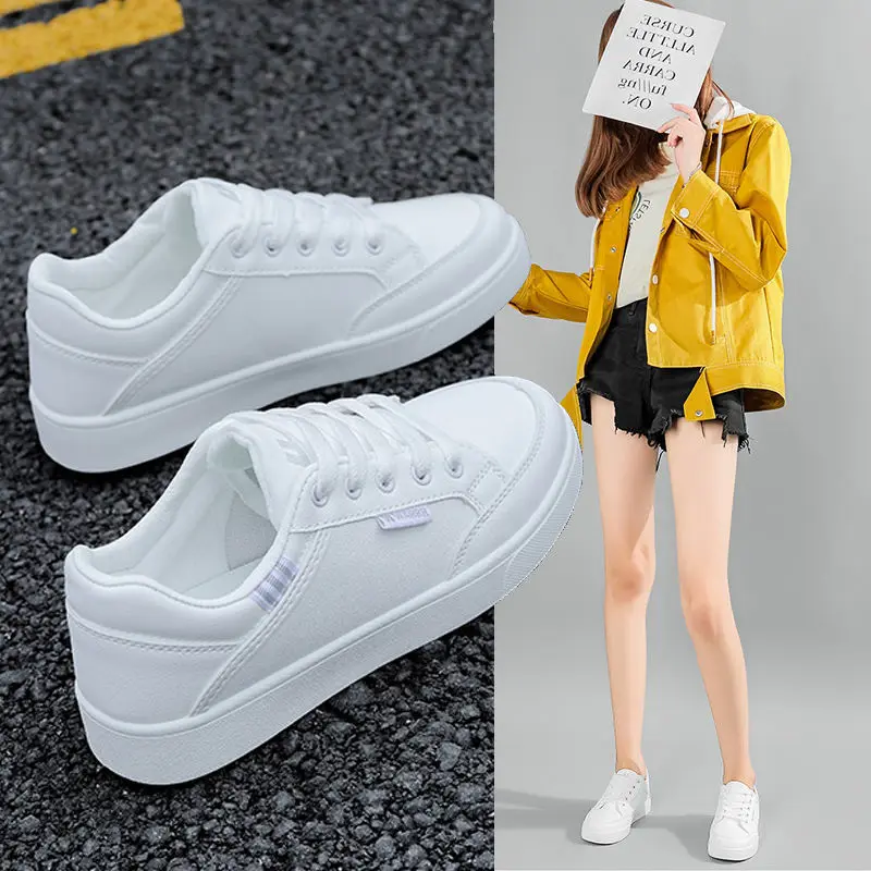 Tenis Feminino 2022 Leather Breathable Women Tennis Shoes Students Gym Athletic Jogging Light Lace-up Shoes Female Sneakers