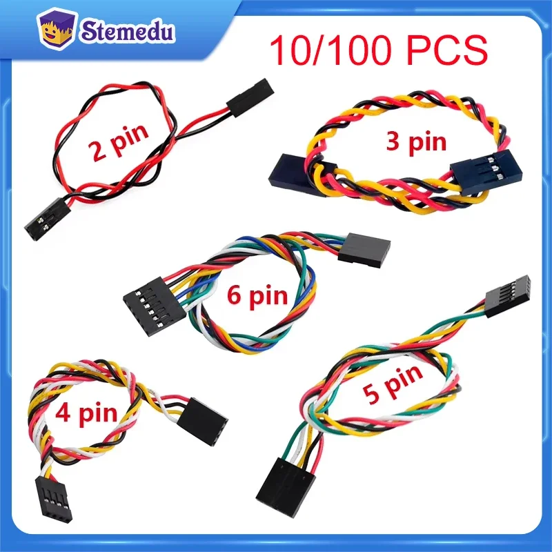 

10/100PCS 2pin 3pin 4pin 5pin 6pin F/F Jumper Wire 200mm Female to Female Dupont Cable Wire for Arduino Connector Extension Cord