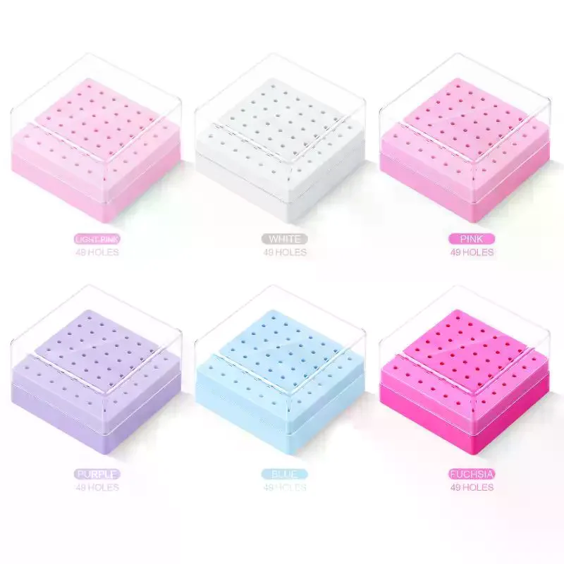 /JCS/Nail Grinding Head Holder Stand 49 Holes Nail Drill Bits Head Storage Box Milling Cutter Holder For 2.35mm Shank 1Pcs - view 3