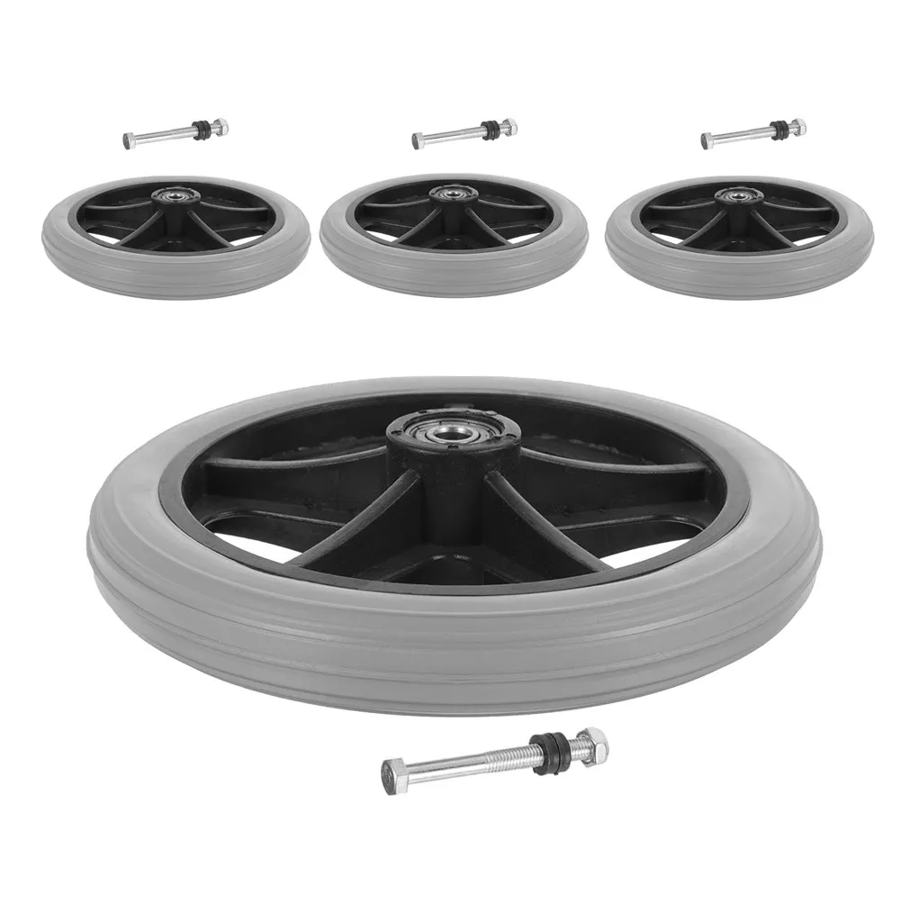 4Pcs Wheelchair Front Caster Wheels Solid Tire Replacement Smooth Rotation Walker Stroller Mobility Accessories Universal Fit
