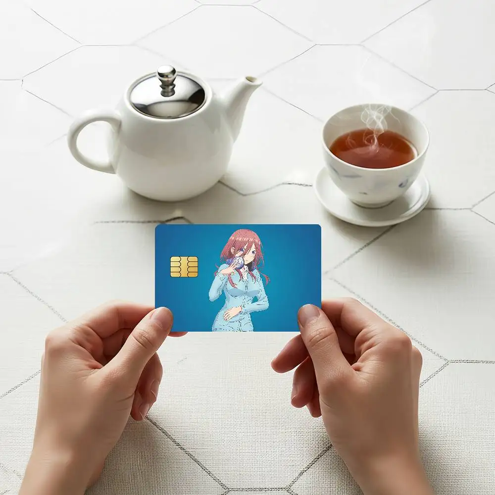 Anime Miku Nakano Credit Skin Cover Card Stickers 4PCS Film Bus Pass Front Decoration Bank Debit Waterproof