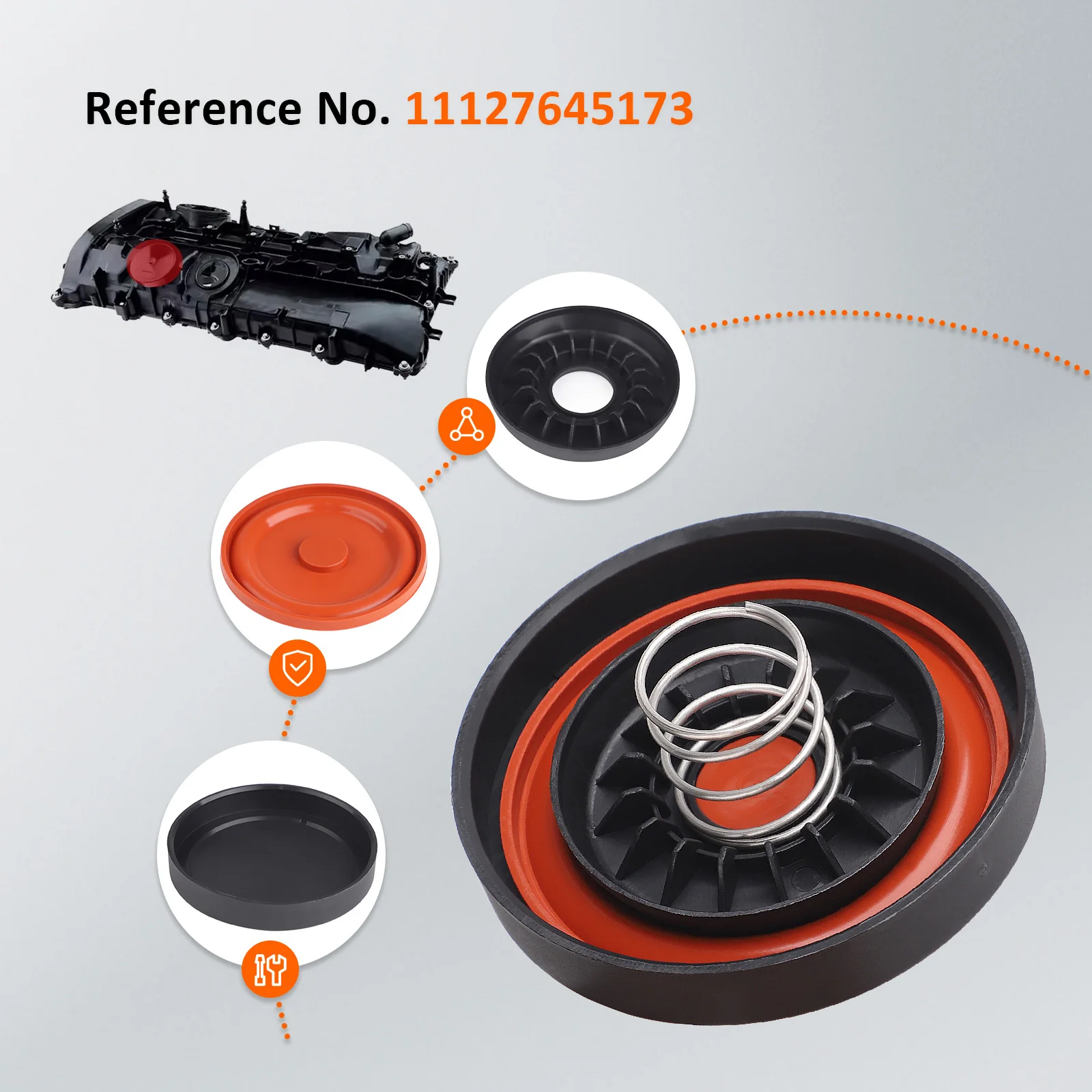 

11127645173 New PCV Valve Cover Diaphragm Repair Kit Valve Cap With Membrane For BMW B58 F20 F21 F22 F30 F31 F34 G30 G31 X3 X4
