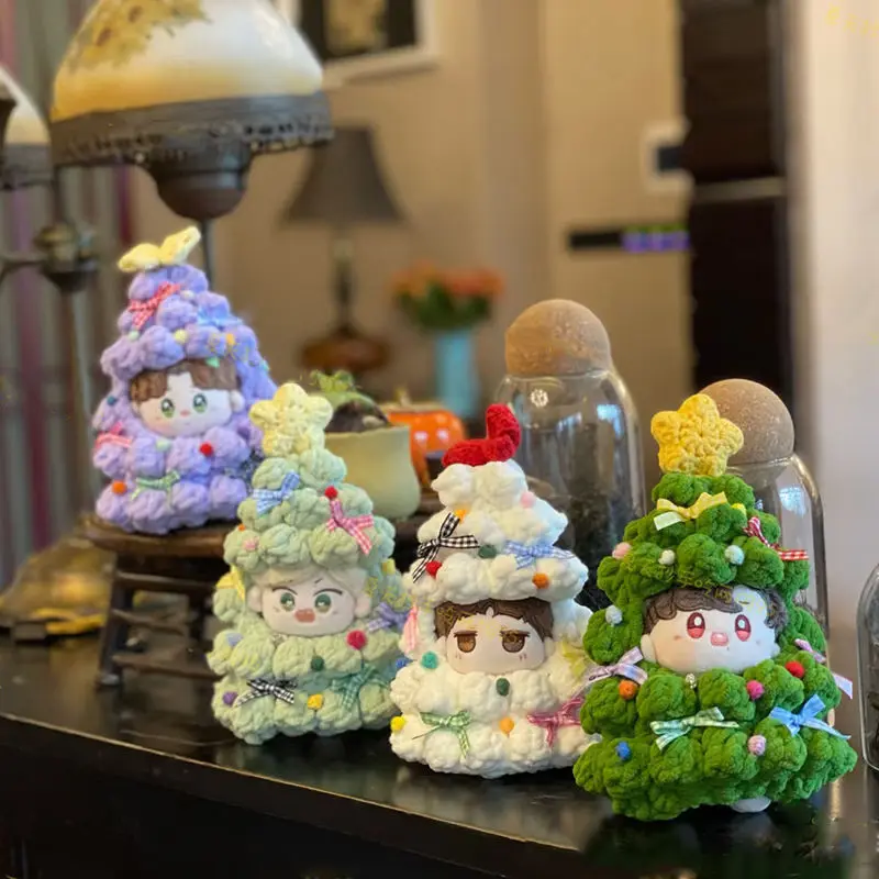 Knitted Crochet Christmas Tree Doll Clothes For Labubu 10cm Doll Hand Woven DIY Material Bag Ornament Pendant Christmas Gifts