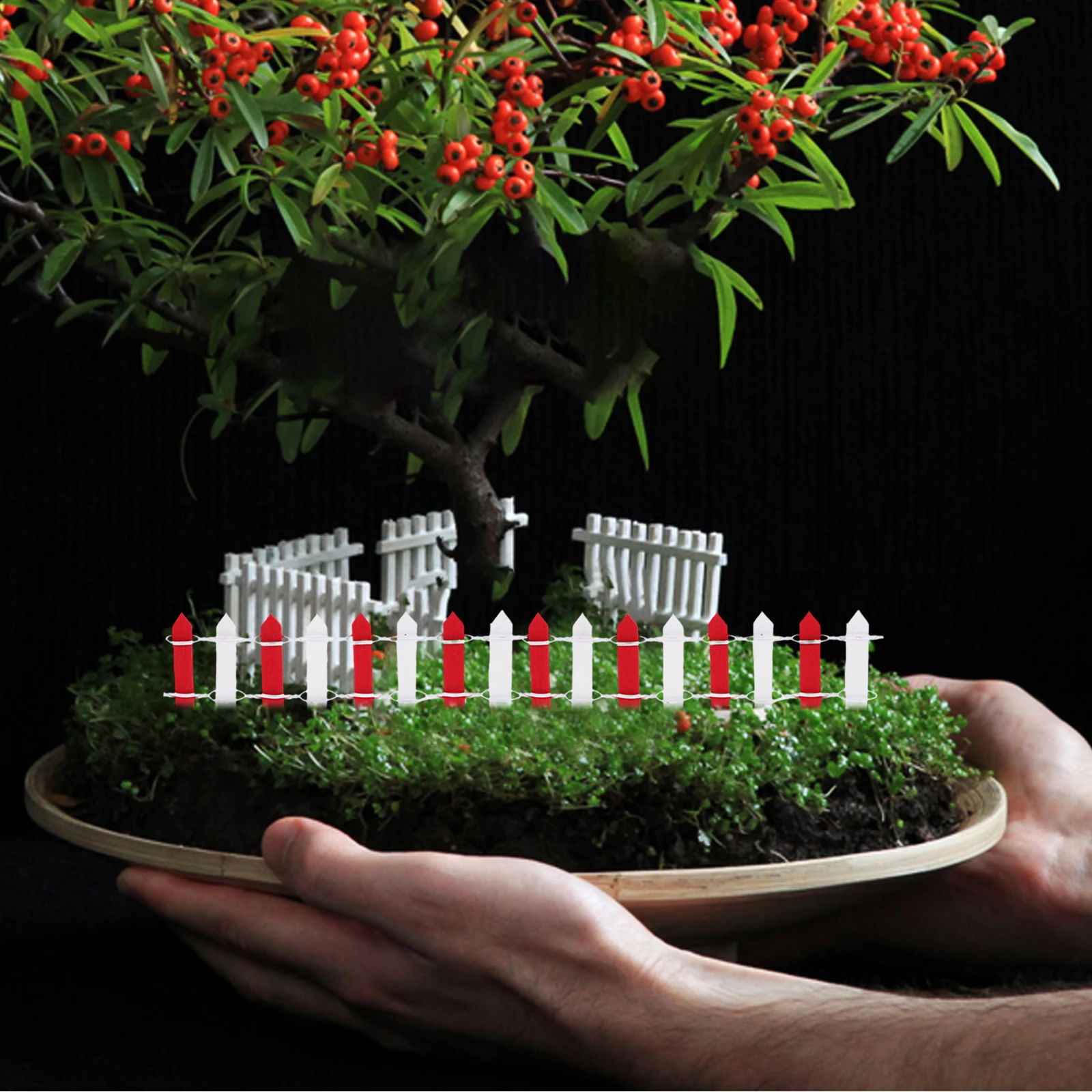 

10Pcs Mini Fence Miniature Wooden Picket Fence for Landscape Garden House Decorative Model Accessories