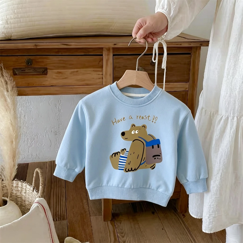Cartoon Tops Boys And Girls Crewneck Pullover Printed Hoodies 1-6Years Old Children Long Sleeve Simple Versatile Sweatshirt