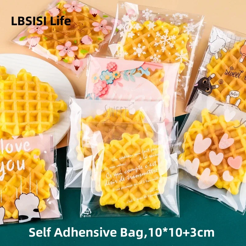 LBSISI Life 10x10cm Candy Cookie Bag,Plastic Self Adhensive Bags,Wedding Birthday Bakery Christmas Biscuits Packaging,100pcs