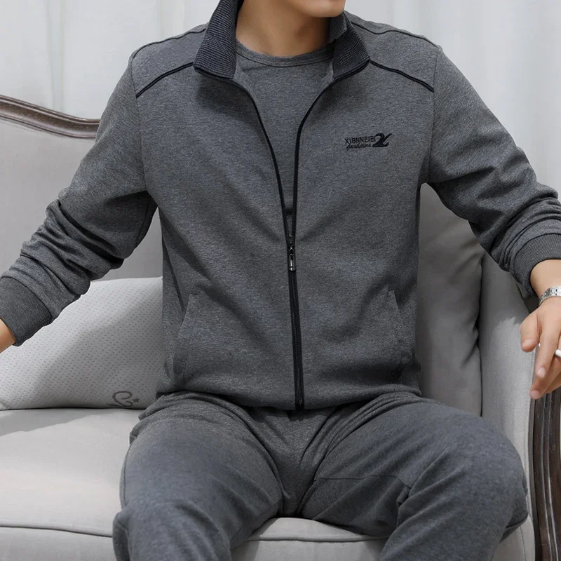 

Men's Outdoor Sports Leisure with Thick Velvet Windproof Breathable Three Piece Set Autumn and Winter T-shirt Pants, Jacket Set