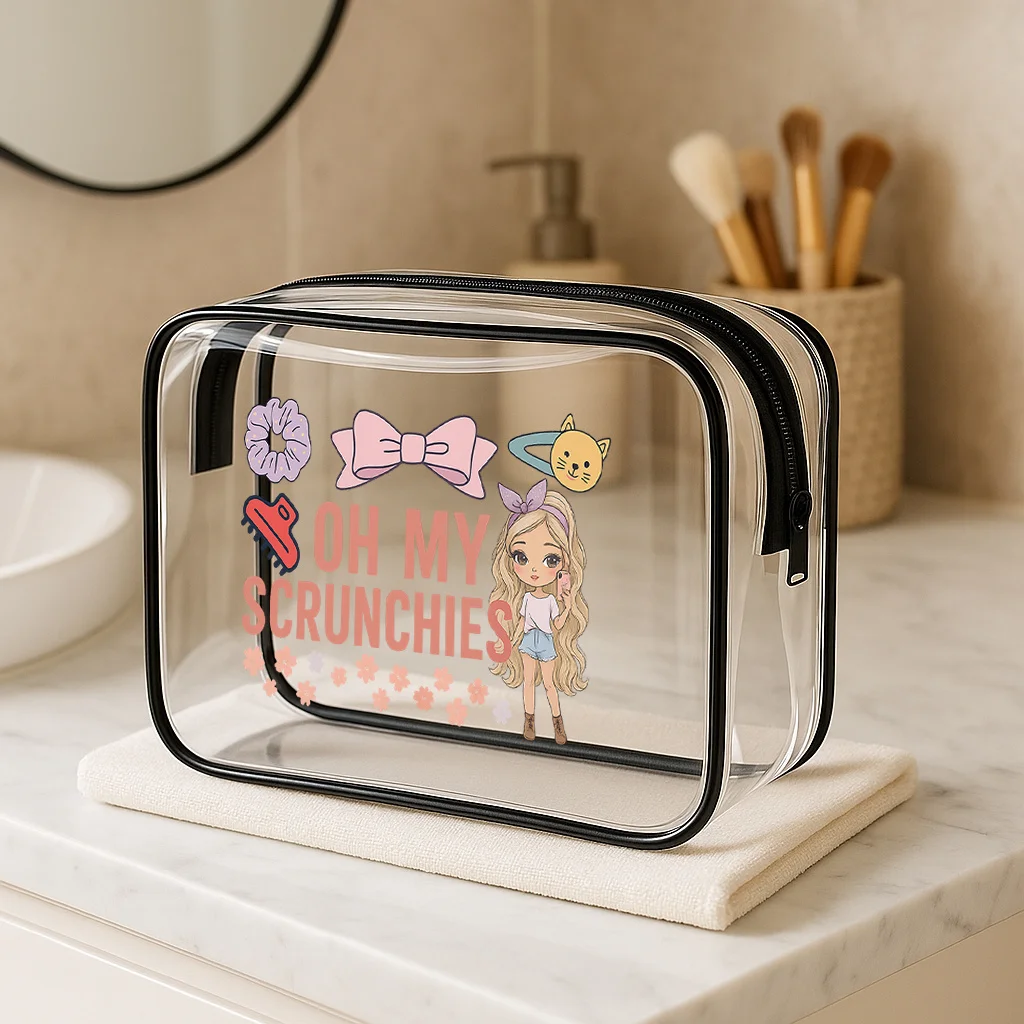 حقيبة تخزين إكسسوارات الشعر الشفافة مع سحاب، هدية للسفر والزفاف