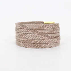 Weiou 7mm Flat Snake Skin Shoelaces White Red Grey Brown Luxury Leather Shoe Laces with Gold Metal Aglets for Sneakers Boots