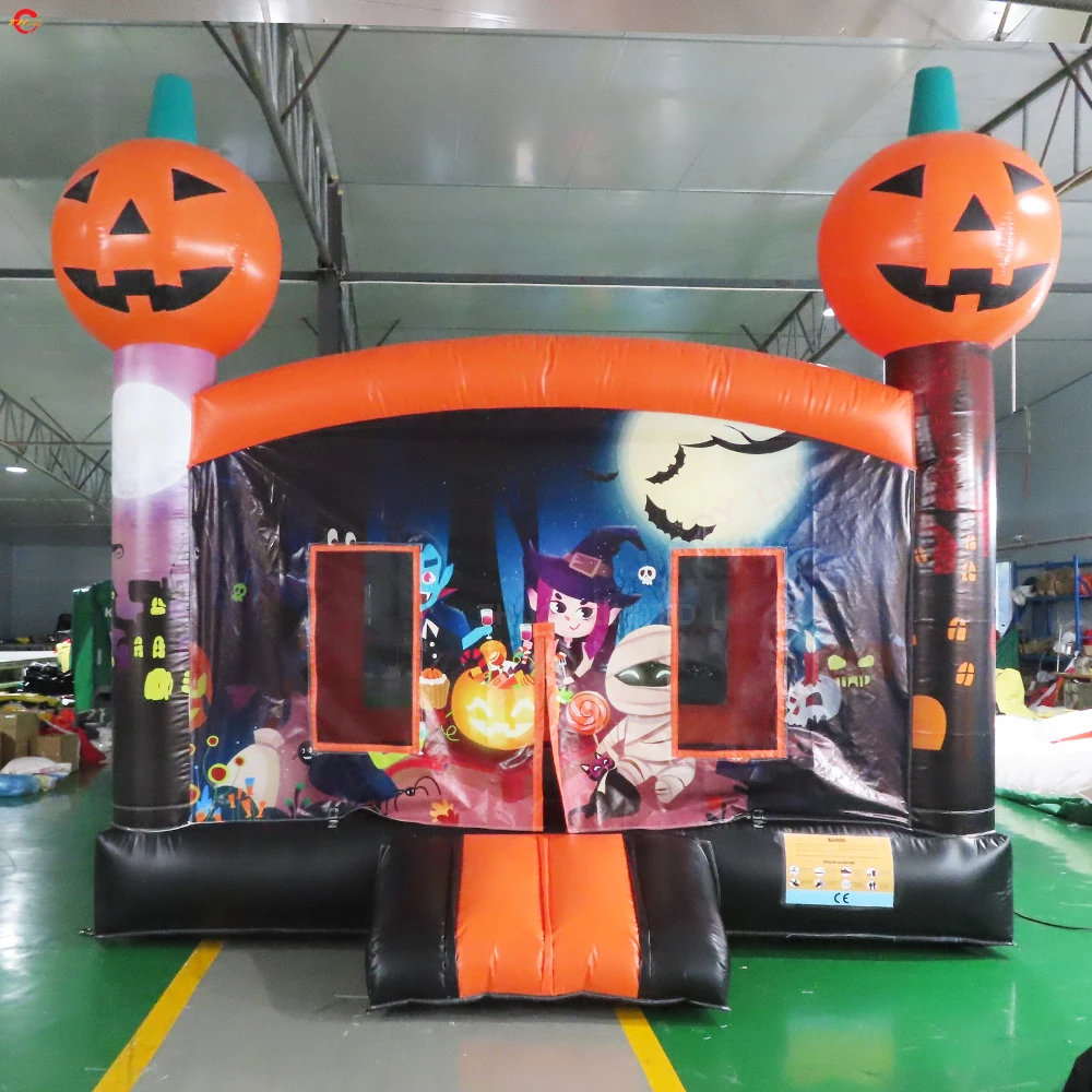 4x4m Commercial Pumpkin Inflatable Bounce House Air Bouncer Moonwalk for Halloween Party Event Rental