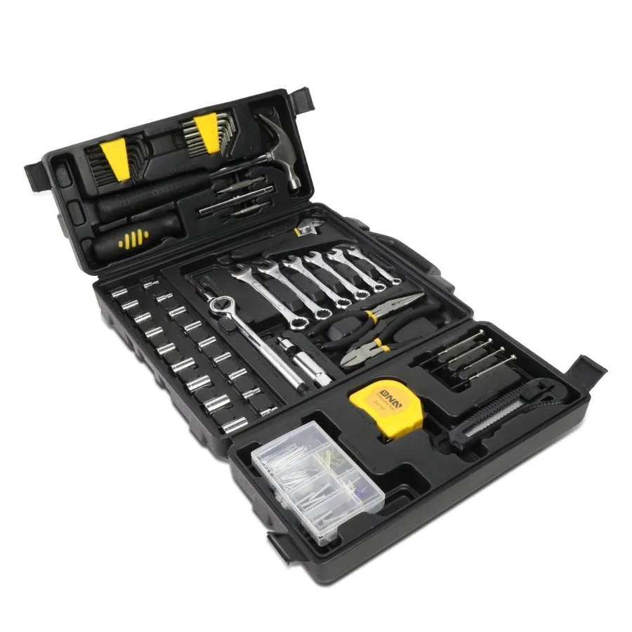 

160Pc Yellow SAE Metric 3/8" Wrenches Pliers Ratchets Sockets Drivers Tool Kit