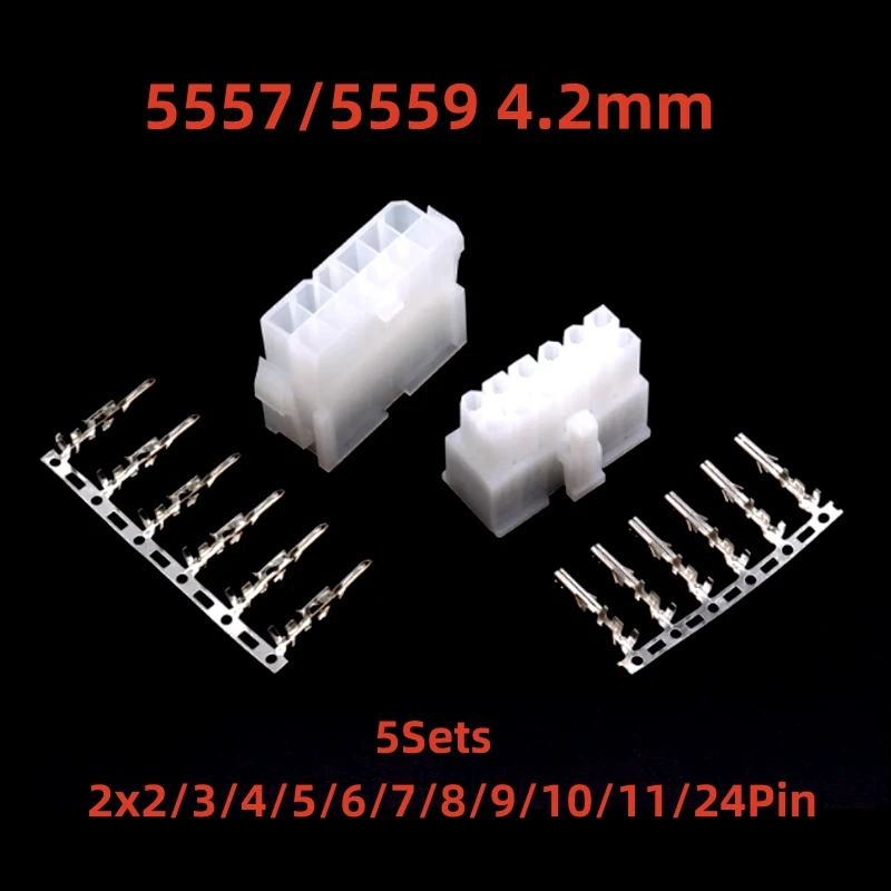 5557/5559 2x2/3/4/5/6/7/8/9/10/11/12Pin 24Pin 4.2mm Pitch Terminal/Housing/Pin Header Wire Connector Adaptor 5557 5559 Kits