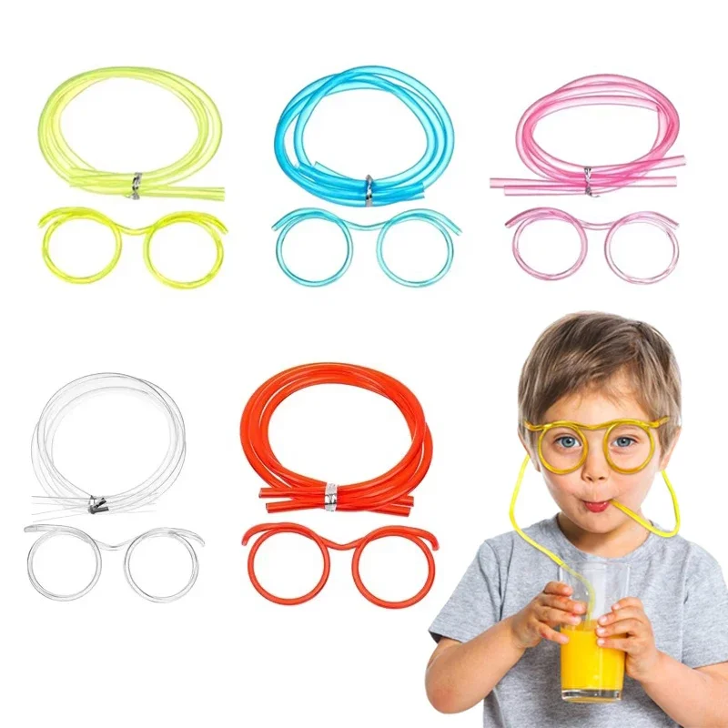 

1/5PCS Straw Glasses Funny Soft PVC Flexible Drinking Tube Novelty Entertainment Accessories Party Bar Supplies Christmas Gift
