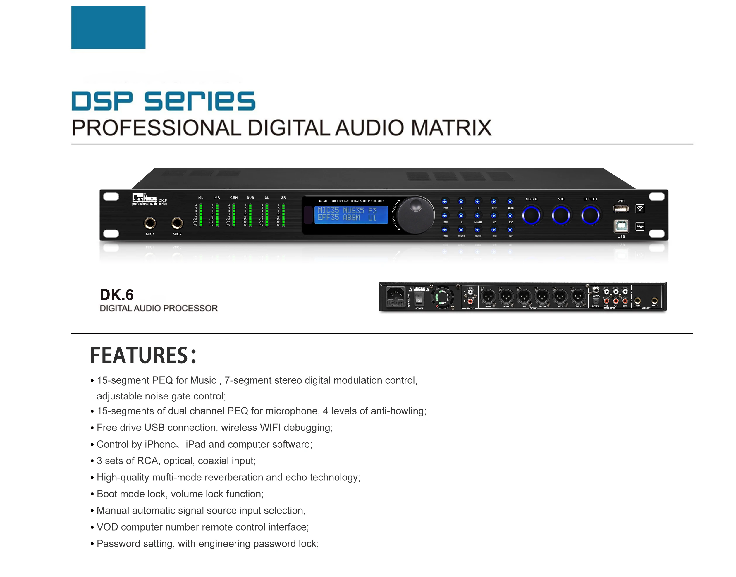 2026DSP Professionele Audio Karaoke Digitale Processor Audioprocessorapparatuur