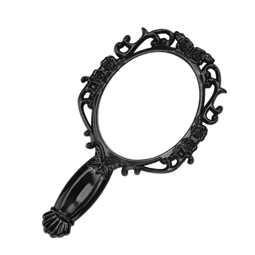 Senhora retro mão vaidade espelhos ovais maquiagem cômoda bolso tamanho espelho